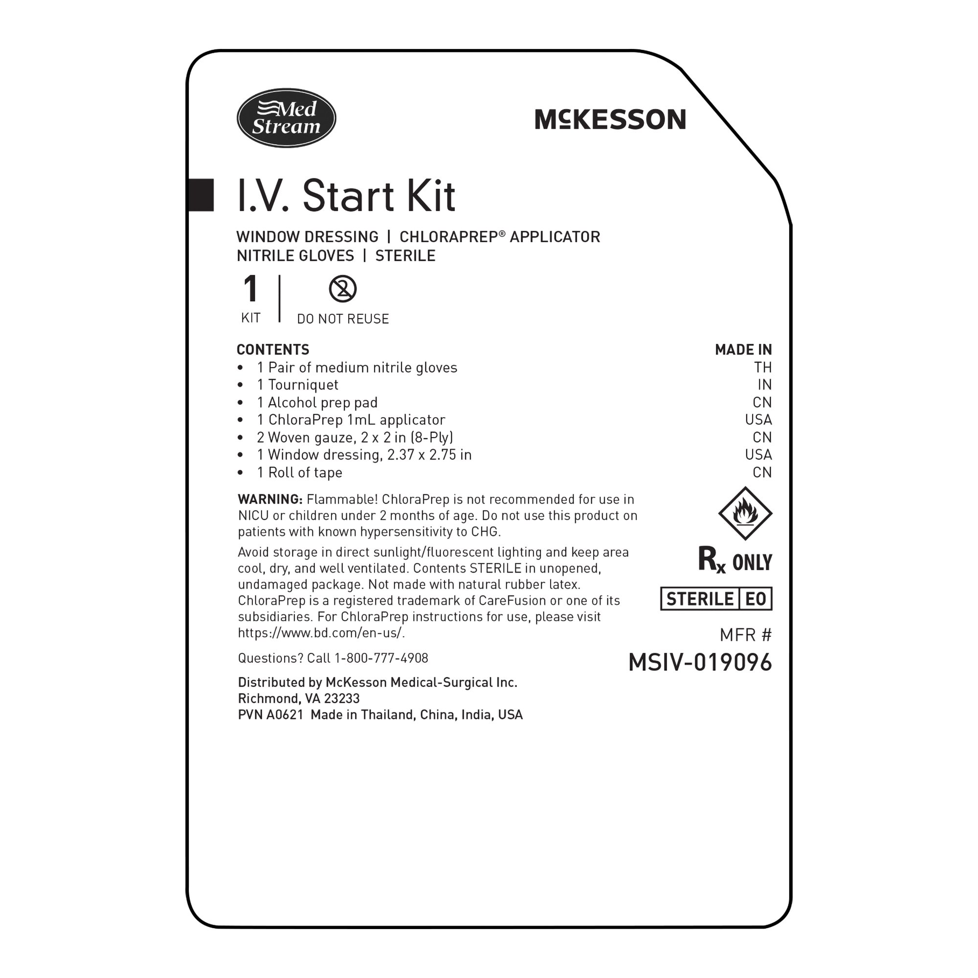 IV Start Kit McKesson with Chloraprep Applicator
