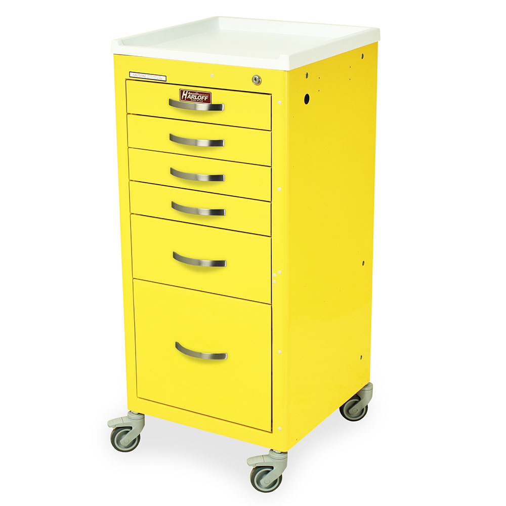 M-Series Tall Infection Control Mini Cart, Six Drawers, Key Lock, M3DS1830K16