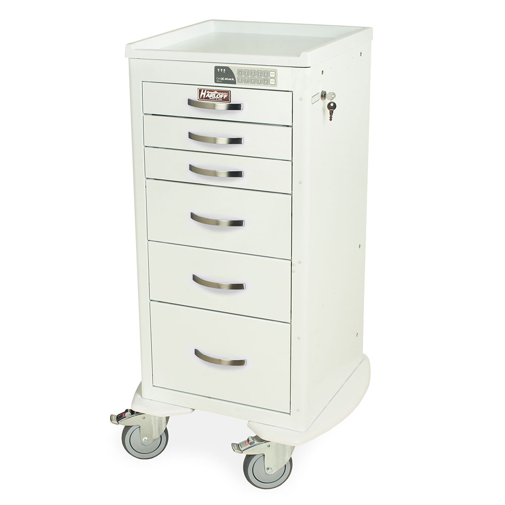 M-Series Tall Anesthesia Cart, Mini Width, Six Drawers, Electronic Keypad Lock