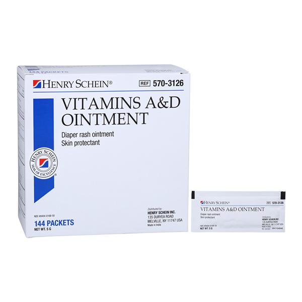 Henry Schein Vitamin A&D Ointment Topical Ointment 5gm 5gm Foil Pack 144/Bx, HS-1150