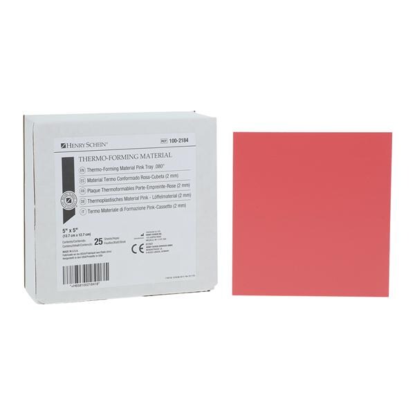 Henry Schein Mouthguard Material Thermo-Forming Pink Sheets 5" x 5" .080", 7000608