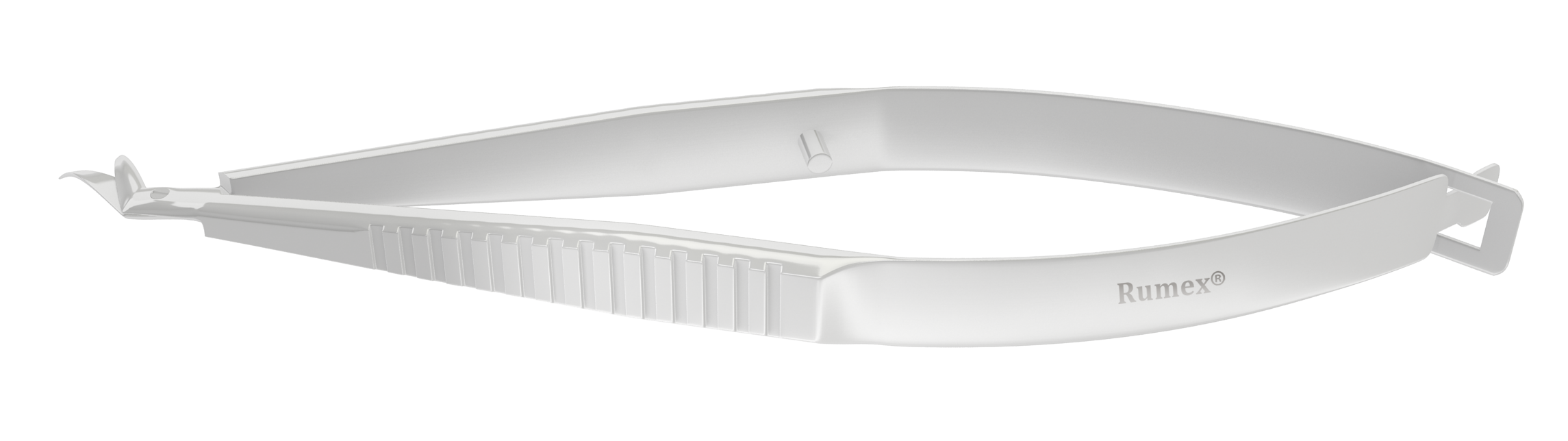 Rumex Katzin Corneal Transplant Scissors, Right, Blunt Tips, Strongly Curved, 8.00 mm Blades, Length 100 mm, Stainless Steel, 11-0201S