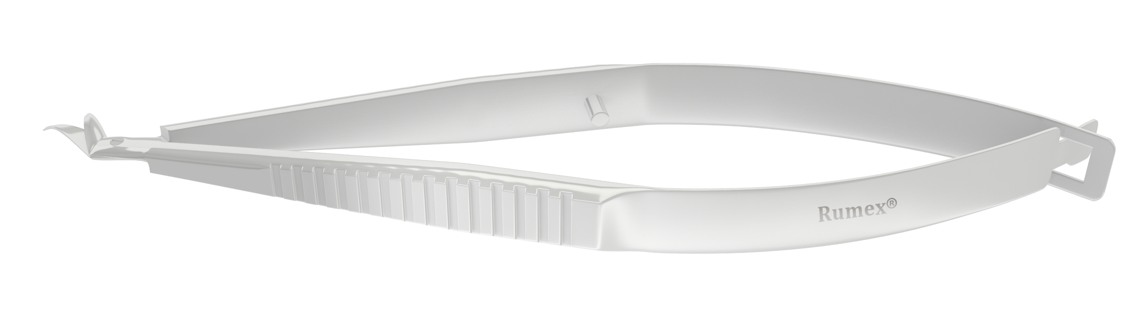 Rumex Katzin Corneal Transplant Scissors, Left, Blunt Tips, Strongly Curved, 8.00 mm Blades, Length 100 mm, Stainless Steel, 11-020S