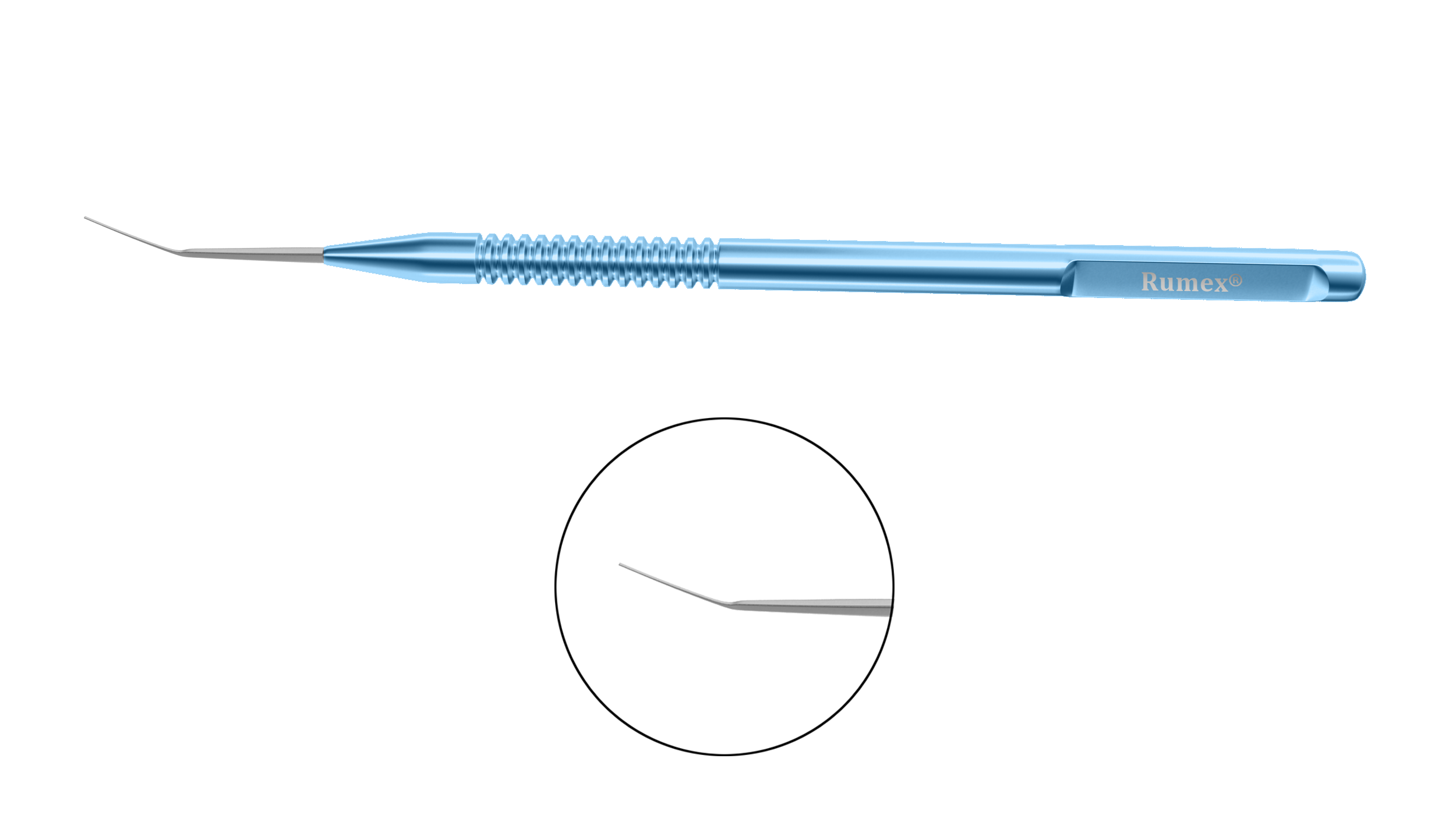 Rumex Straight Spatula, 0.40 mm Wide, 14.00 mm Long, Length 122 mm, Round Titanium Handle, 13-011