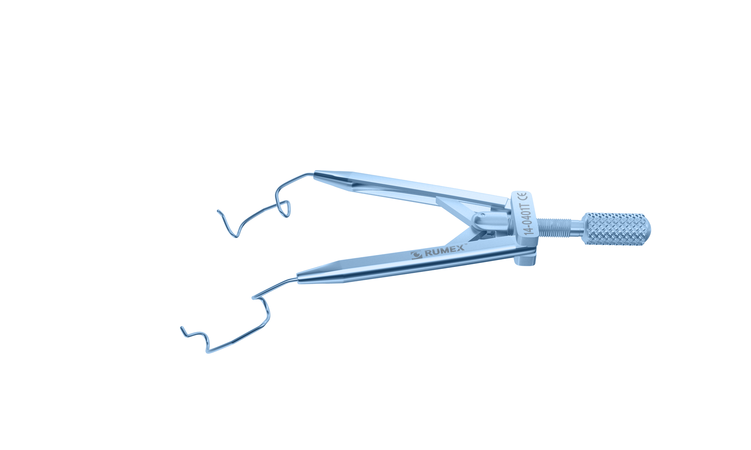 Rumex Lieberman Temporal Speculum, 14.00 mm V-Shaped Blades, Flat Branches, Adult Size, Length 76 mm, Titanium, 14-0401T