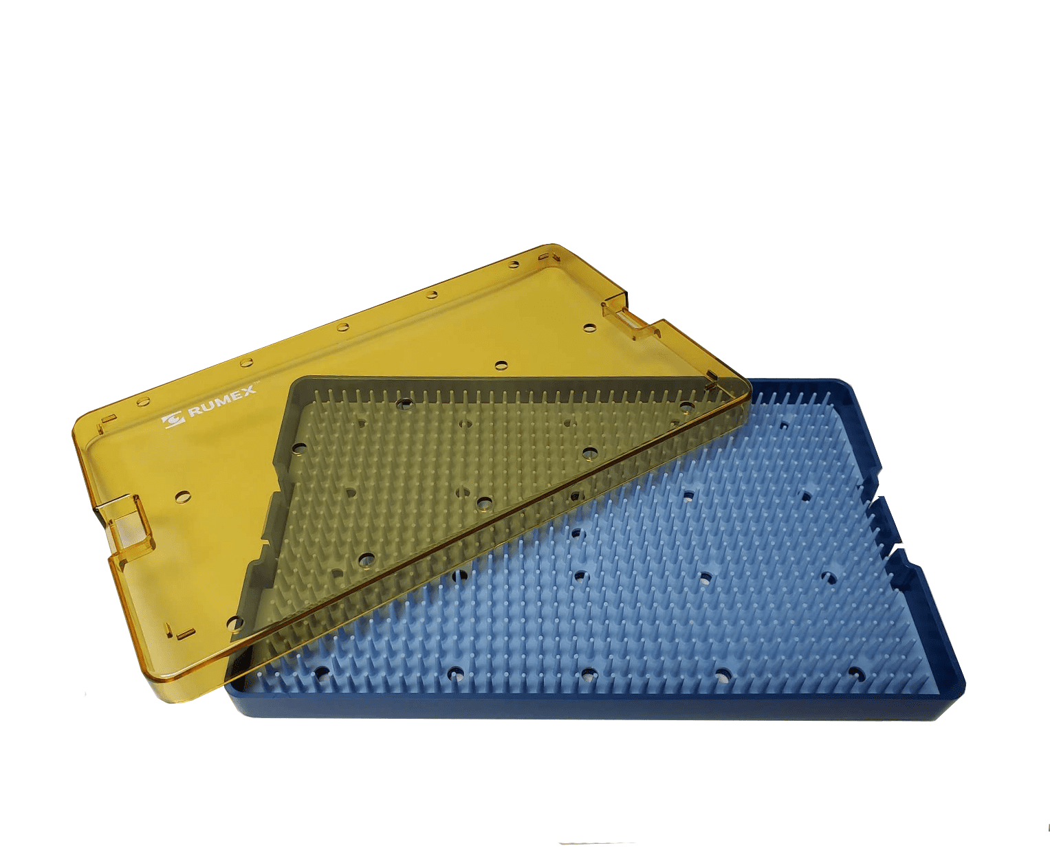 Rumex Plastic Sterilization Tray with Silicone Finger Mat, Extra Large, 254×152×19 mm, 10×6×0.75″, 18-304