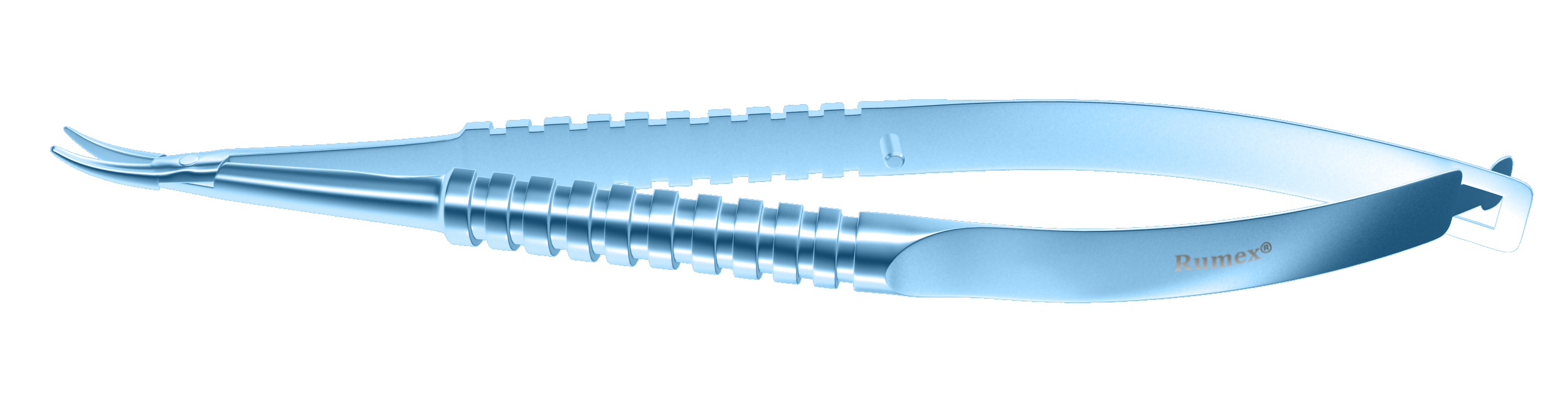 Rumex Barraquer Needle Holder, 12.00 mm Standard Jaws, Curved, without Lock, Medium Size, Length 125 mm, Titanium, 8-061T