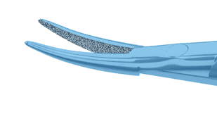 Rumex Castroviejo Needle Holder, Delicate Jaws, Gripping Surface 8.00 mm, Curved, without Lock, Length 135 mm, Titanium, 8-096T