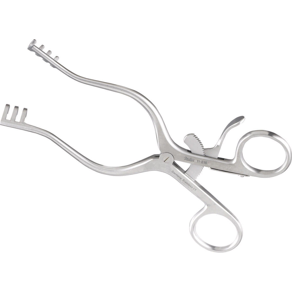MILTEX WEITLANER Retractor, 6-1/2" (165mm), Blunt, 3 X 4 Teeth, 4" (100mm) Spread., 11-616