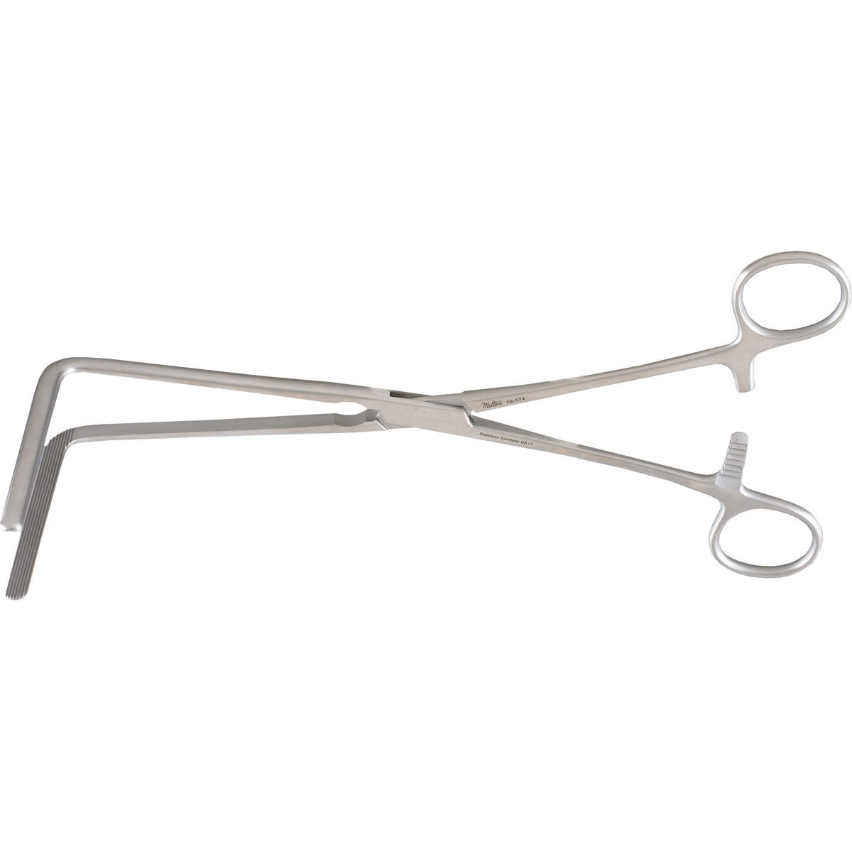 Miltex Fehland Intestinal Clamp, 9-3/4" (24.8 Cm), Right Angle With 3-1/4" (8.3 Cm) Long Jaws., 16-174