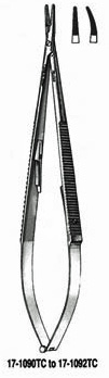 Miltex Jacobson Microvascular Needle Holder 7", Curved, Lock, Serrated Jaws, 16000 Teeth Psi, Carb-N-Sert., 17-1091Tc