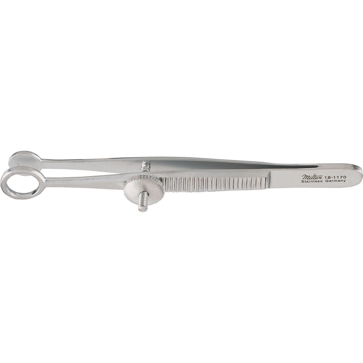 Miltex Ayer Chalazion Forceps, 3-5/8" (92Mm), Fenestrated Jaw, Inside Ring Diameter 9Mm, Solid Blade., 18-1170