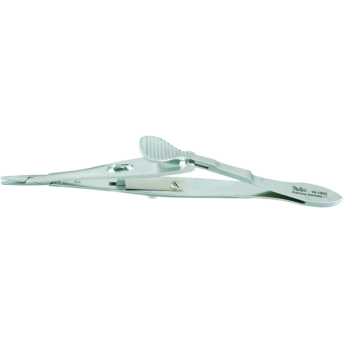 Miltex Kalt Needle Holder, 5-3/8" (136Mm), Straight, Serrated Thumb Plate, With Lock., 18-1800