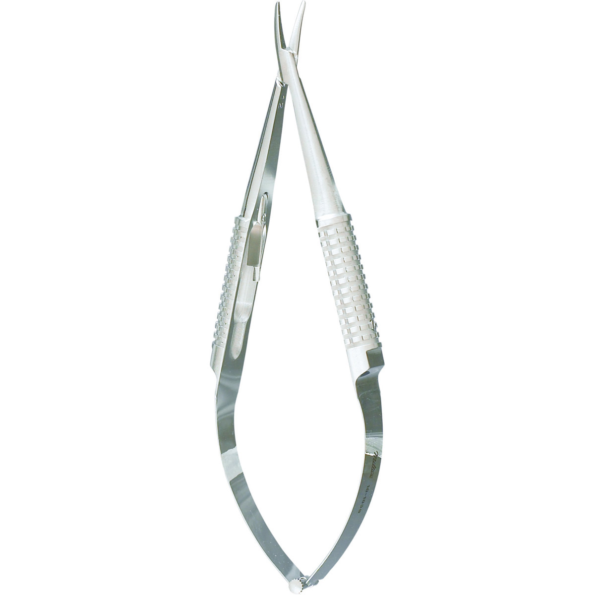 Miltex Barraquer Needle Holder, Curved, 5" (126.1Mm), Curved, 10Mm Jaw Length, Hollow Round Handle With Lock., 18-1839