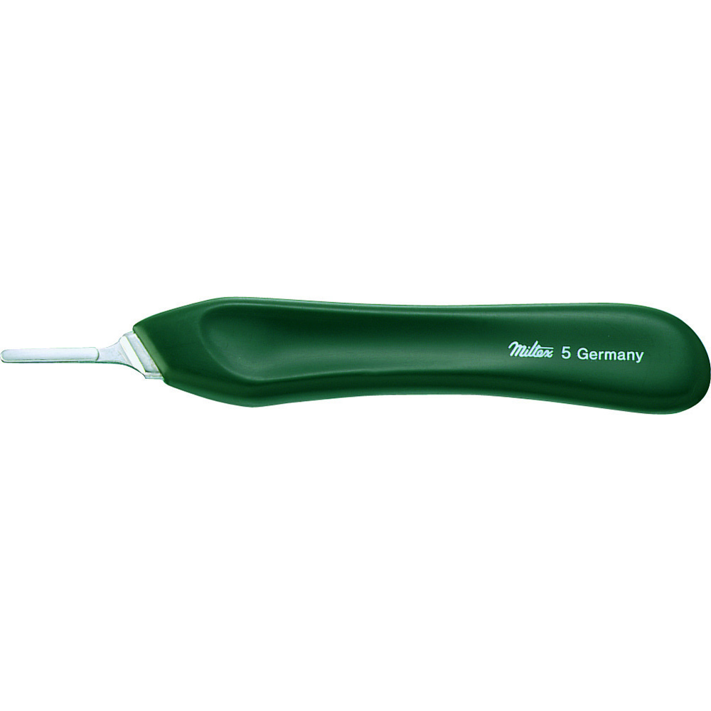 Miltex No 5 Knife Handle, 5" (126Mm), Green Plastic With Stainless Tip, Fits Blade Sizes 10, 11, 12, 12B, 15 & 15C, 4-18