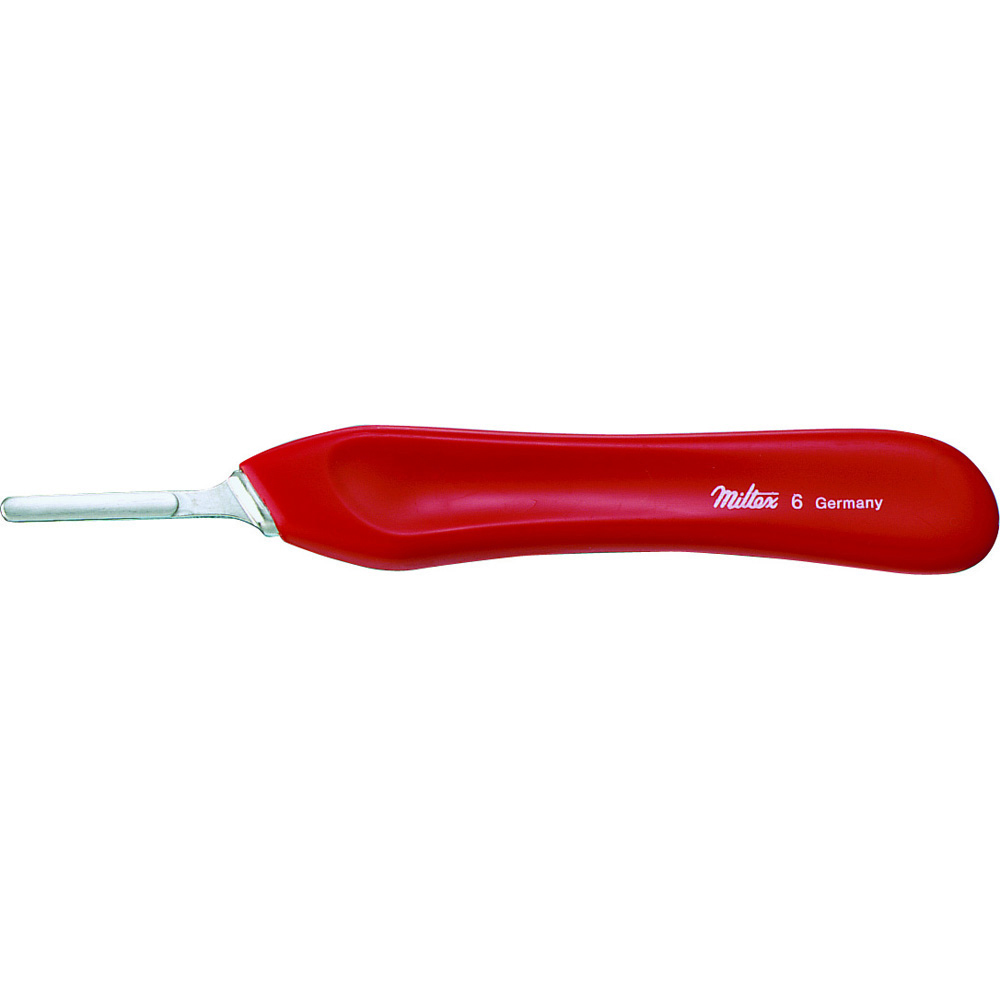Miltex No 6 Knife Handle 5-1/4" (134Mm), Red Plastic With Stainless Tip, Fits Blade Sizes 20, 21, 22, 23 & 25, 4-20