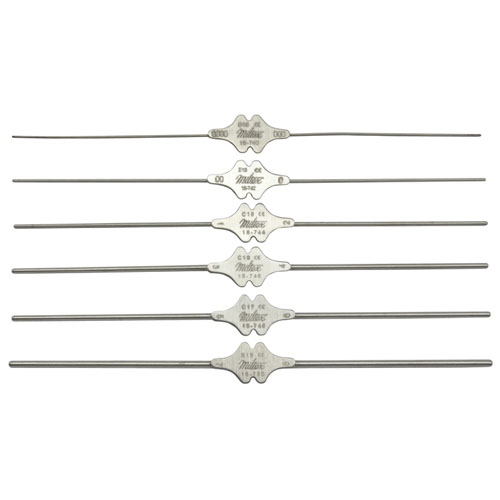 Miltex Bowman Lacrimal Probe, 5-1/8" (130Mm), Silver, Double Ended, Sizes 00-0, 0.6Mm And 0.7Mm Tips, 18-742