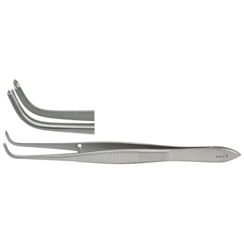 Miltex Iris Tissue Forceps, 3-7/8" (97Mm), Standard Pattern, Full Curved, 1 X 2 Teeth, 0.8Mm Wide Tips, 18-790