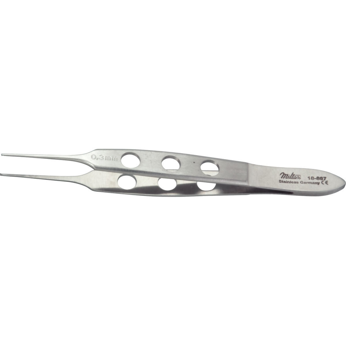 Miltex Bishop-Harmon Micro Tissue Forceps, 3-3/8" (85.5Mm), Delicate, 1 X 2 Teeth, 0.35Mm Wide At Tip, 18-867
