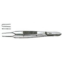 Miltex Castroviejo Suturing Forceps, 4" (10.2 Cm), 1 X 2 Teeth 0.9 Mm, Tying Platform, 18-950