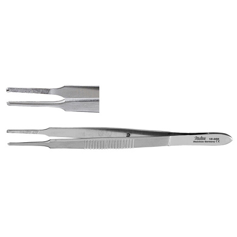 Miltex Mccullough Suturing Forceps, 4" (10.2 Cm), Cross-Serrated Jaws 1.5 Mm Wide With 1 X 2 Teeth, 18-966