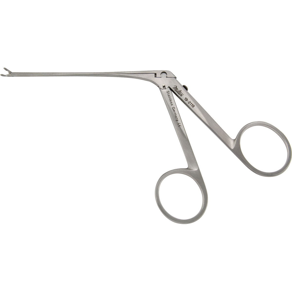 Miltex House Oval Cup Forceps, 2-13/16" (7.1 Cm) Shaft, .9 Mm Cups, Angled Left 15 Deg, 19-2119