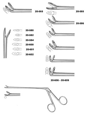 Wilde-Blakesley Ethmoid Forceps, 5" (12.7 Cm) Shaft, Pointed Fenestrated Cups, 5 X 13 Mm, 20-584