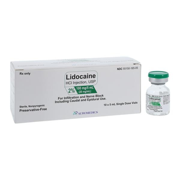 Lidocaine HCl Injection 2% Preservative Free SDV 5mL 10/Pack