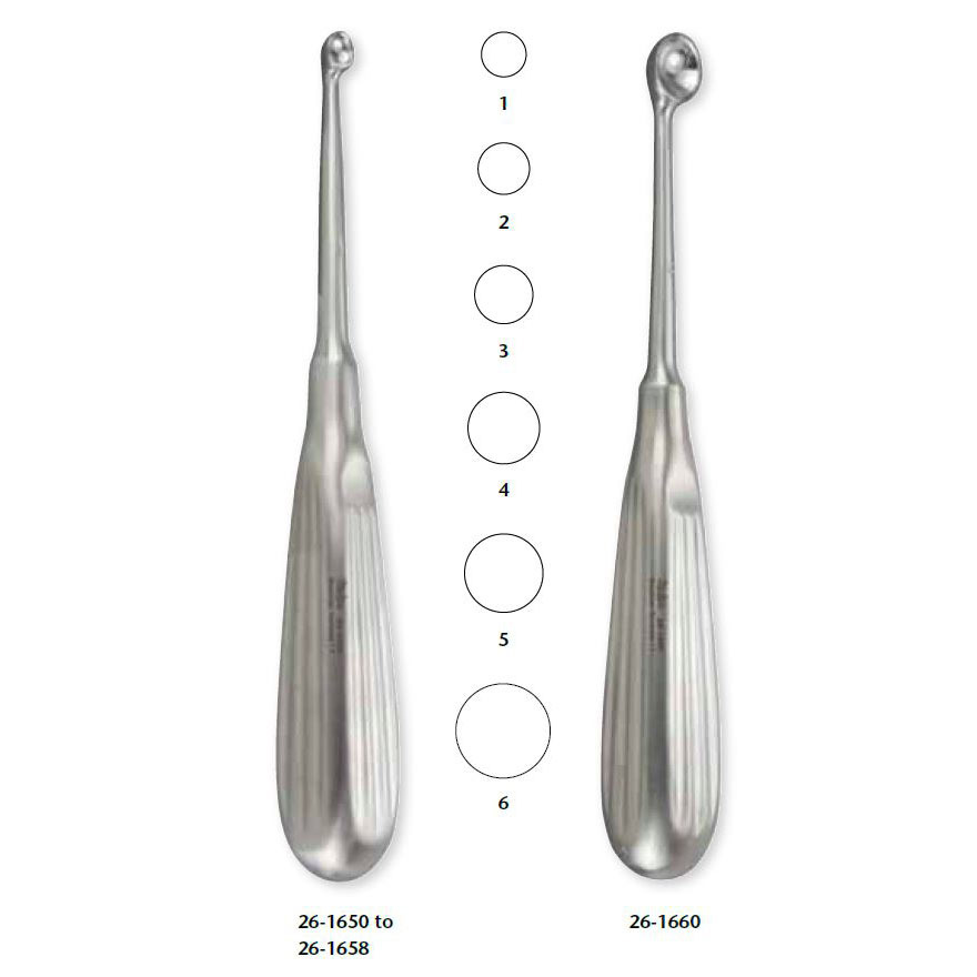 Miltex Brun Bone Curette, 6-3/4" (17.1 Cm), Size 1, 26-1650