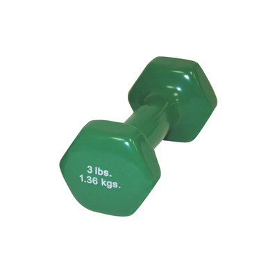 CanDo vinyl coated dumbbell - 3 lb - Green, each - Medex Supply