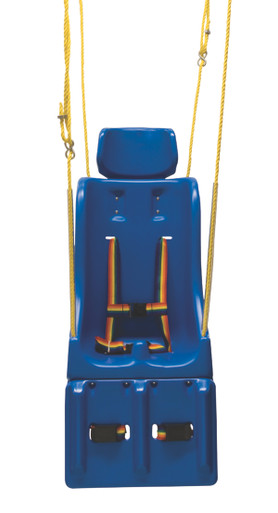 Full support swing seat with pommel, head and leg rest, small (child), with rope