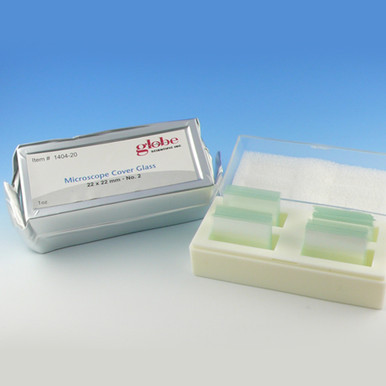 Globe Scientific Microscope Cover Glass, 22 x 22mm, No. 1.5 Thickness, 10/bx