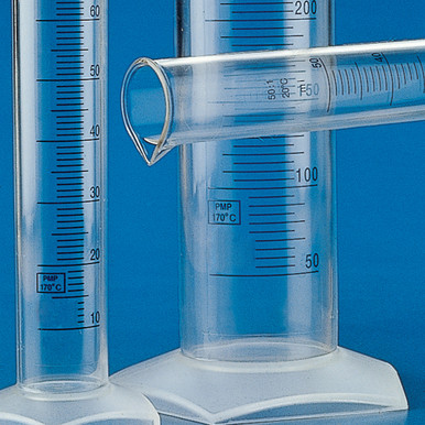 Globe Scientific Graduated Cylinder, PMP, Blue Printed Graduations, 1000mL, 6/pk