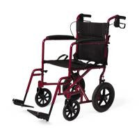 Medline Deluxe Aluminum Transport Wheelchair, Red