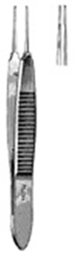 Miltex Bonn Micro Suturing Forceps, 2-3/4" (7 Cm), 1 X 2 Teeth, 0.12 Mm, Tying Platform, 18-835