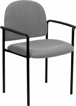 Flash Furniture Fabric Stacking Chair with Arms, Gray