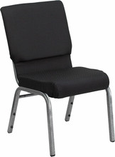 Flash Furniture Wide Patterned with Thick Seat Stacking Church Chair - Silver Vein Frame, Black