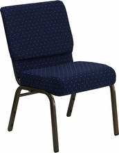 Flash Furniture Extra Wide Stacking Church Chair with Thick Seat Gold Vein Frame, Navy Blue