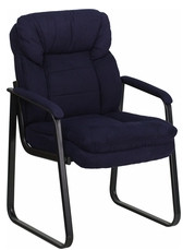 Flash Furniture Microfiber Executive Side Chair with Sled Base, Navy