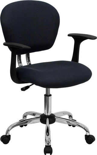 Flash Furniture Mid-back Mesh Task Chair with Arms and Chrome Base, Gray