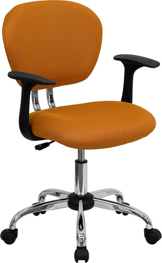 Flash Furniture Mid-back Mesh Task Chair with Arms and Chrome Base, Orange