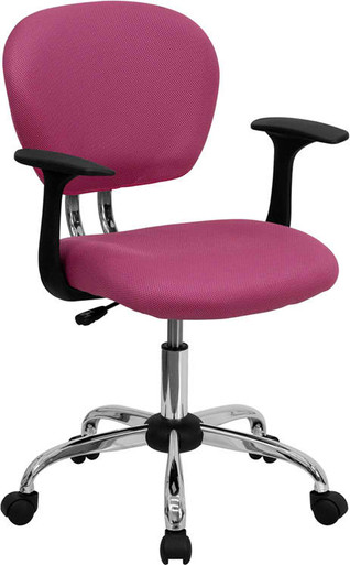 Flash Furniture Mid-back Mesh Task Chair with Arms and Chrome Base, Pink