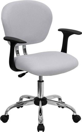 Flash Furniture Mid-back Mesh Task Chair with Arms and Chrome Base, White