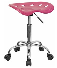 Flash Furniture Vibrant Tractor Seat and Chrome Stool and Castors, Pink
