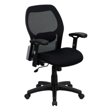 Flash Furniture Mid-Back Super Mesh Office Chair with Black Fabric Seat