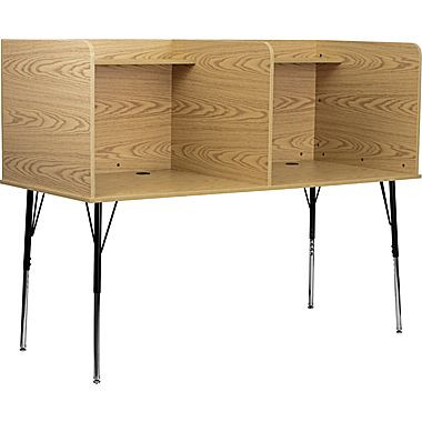 Flash Furniture Adjustable Height Double Study Carrel, Oak