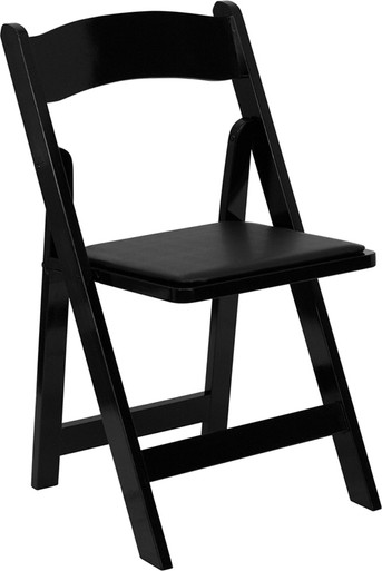 Flash Furniture Wood Folding Chair - Black Padded Seat, Black