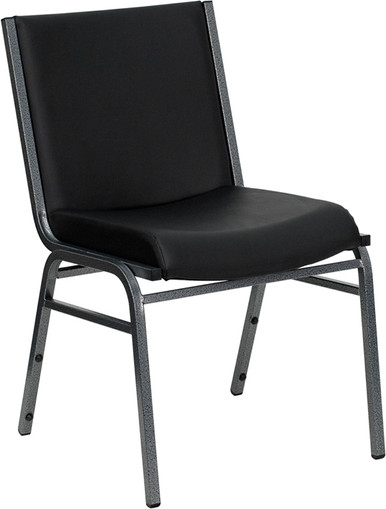 Flash Furniture Heavy Duty, 3" Thickly Padded, Stack Chair, Black Vinyl