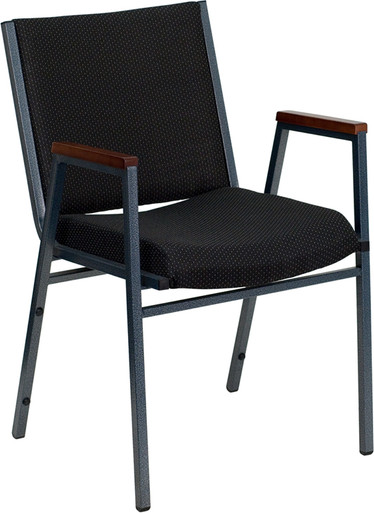 Flash Furniture Heavy Duty, 3" Thickly Padded, Fabric Stack Chair with Arms, Black