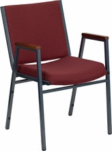 Flash Furniture Heavy Duty, 3" Thickly Padded, Fabric Stack Chair with Arms, Burgundy